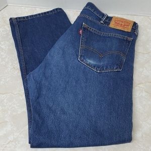 Mens Levi 505 38x30 Straight Jeans Dark Denim